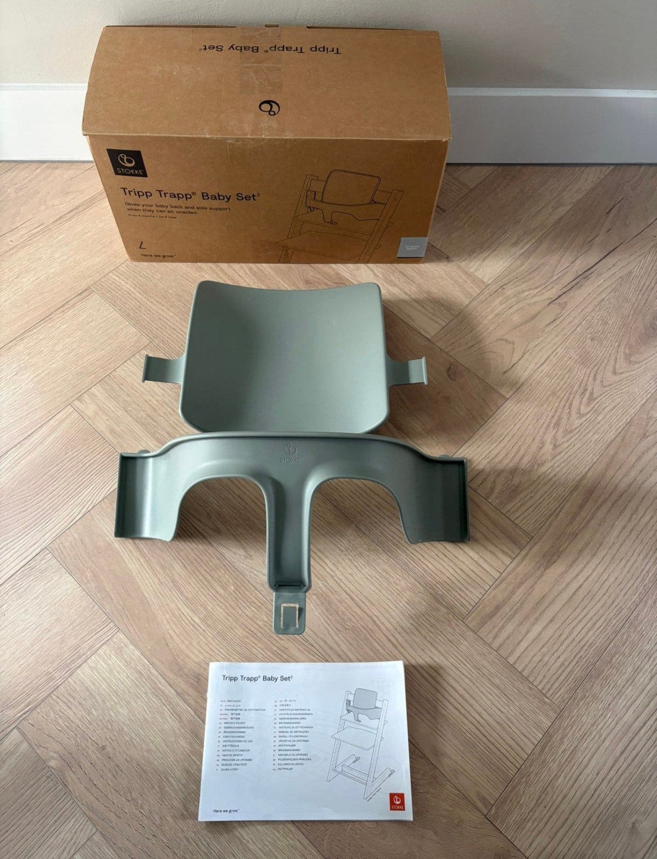 100% origineel! Stokke Tripp Trapp Babyset Glacier Green, Kinderen en Baby's, Kinderstoelen, Ophalen of Verzenden, Zo goed als nieuw