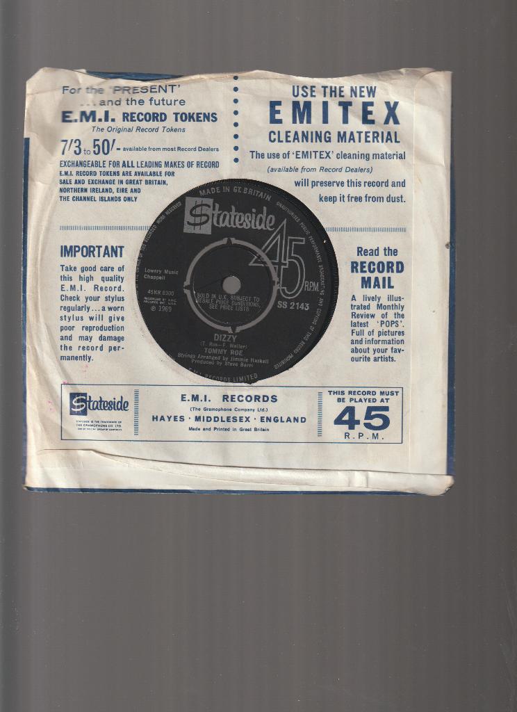 TOMMY  ROE  --  DIZZY, Verzenden, Originele persing, 7 inch, Single