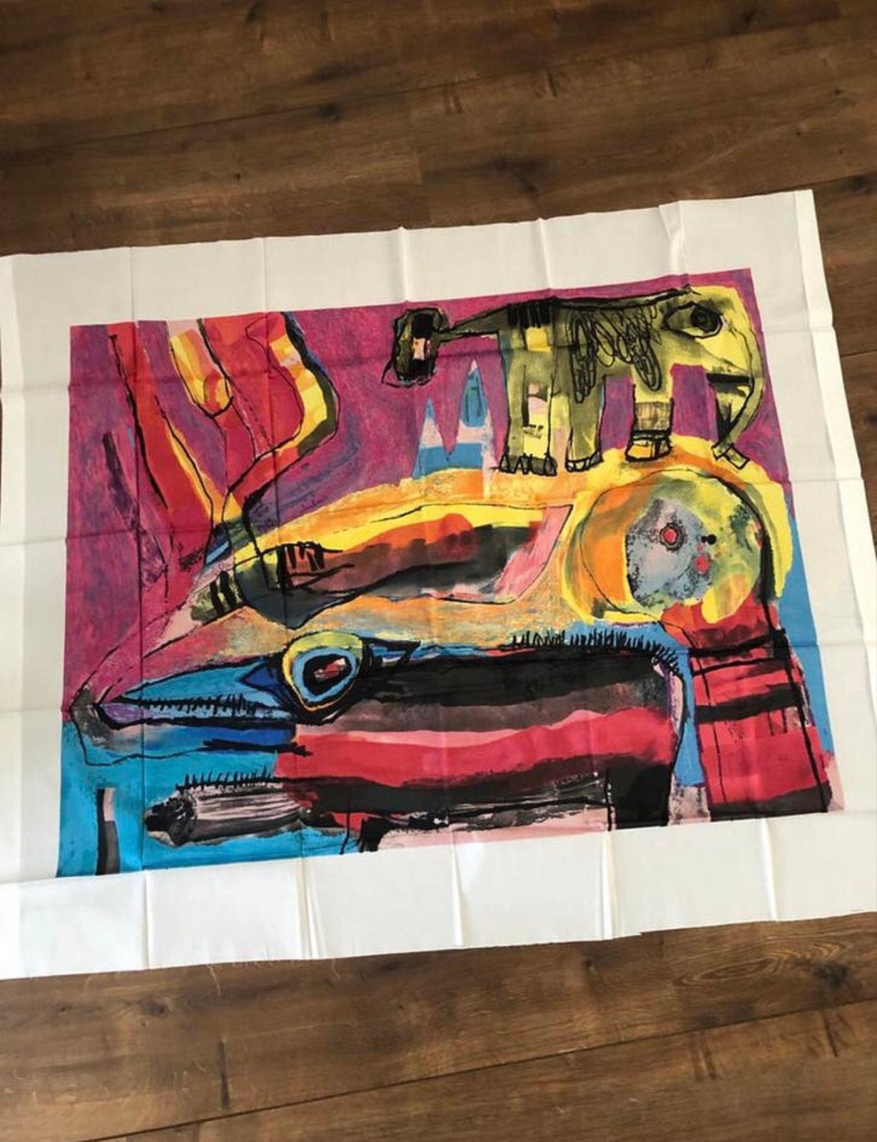 Geert Vrijdag - Vertellingen aan kinds-kinderen - Zeefdruk, Ophalen, Abstract, Handgeschilderd, Zeefdruk