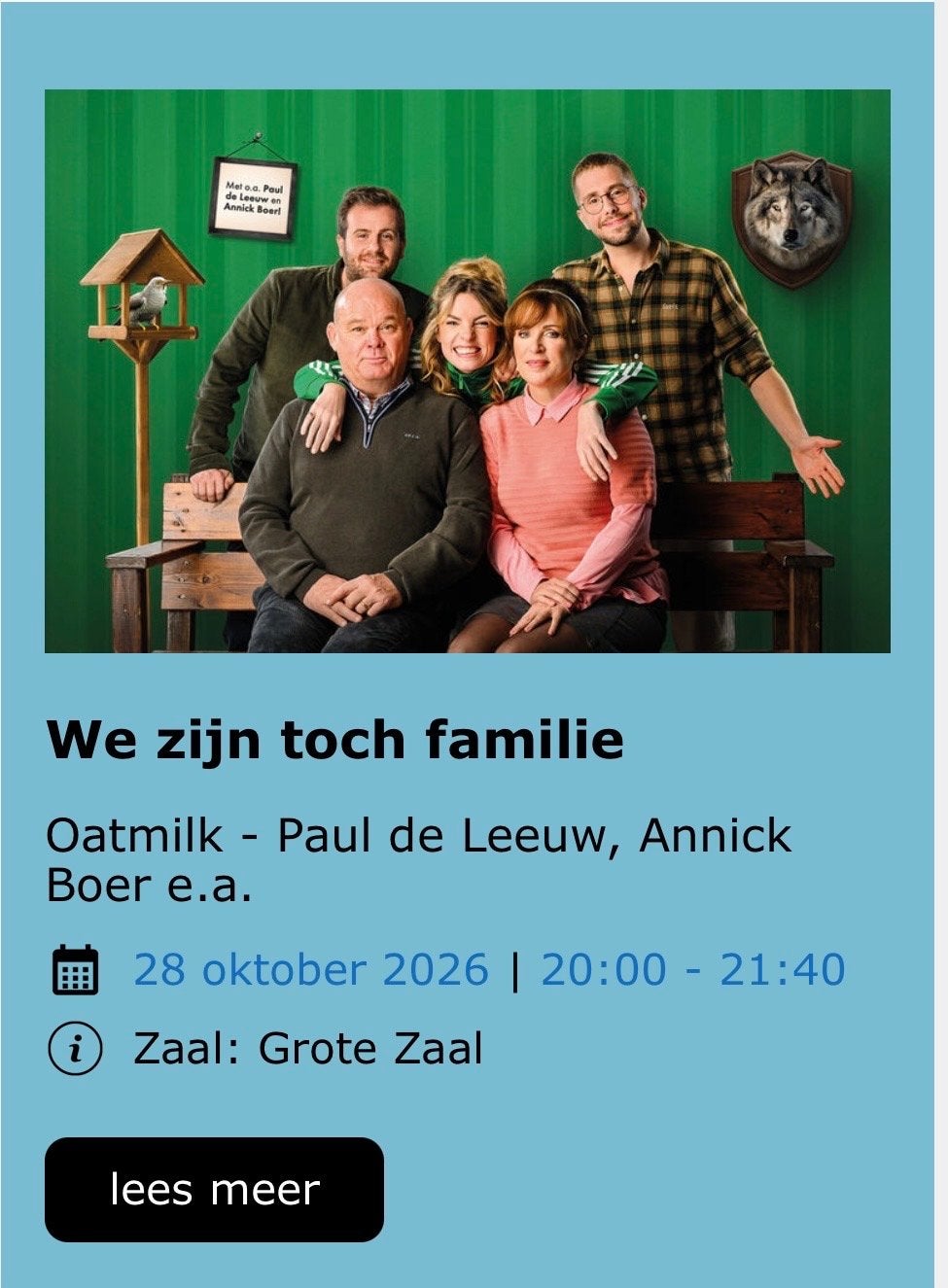 Theater we zijn toch geen familie woensdag 28 oktober., Twee personen