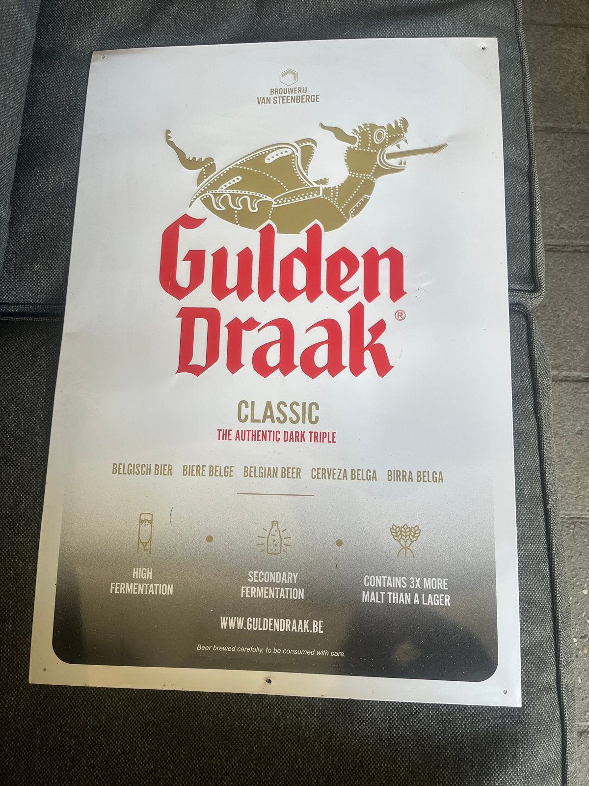 Gulden Draak Blikken Reclamebord - 40x60 cm, Verzamelen, Ophalen of Verzenden, Gebruikt