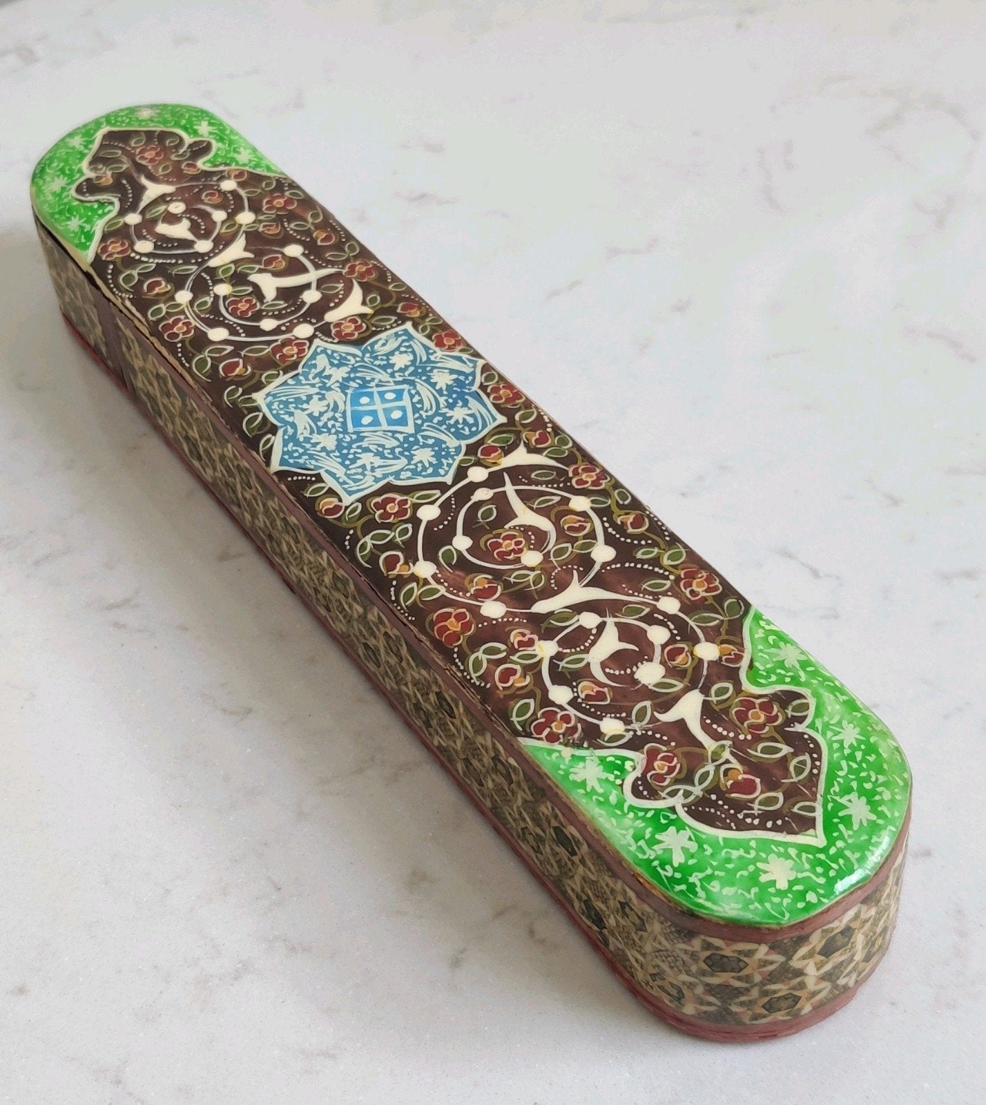 Perzische, houten pennendoos met inlegwerk, Khatam, Antiek en Kunst, Ophalen of Verzenden