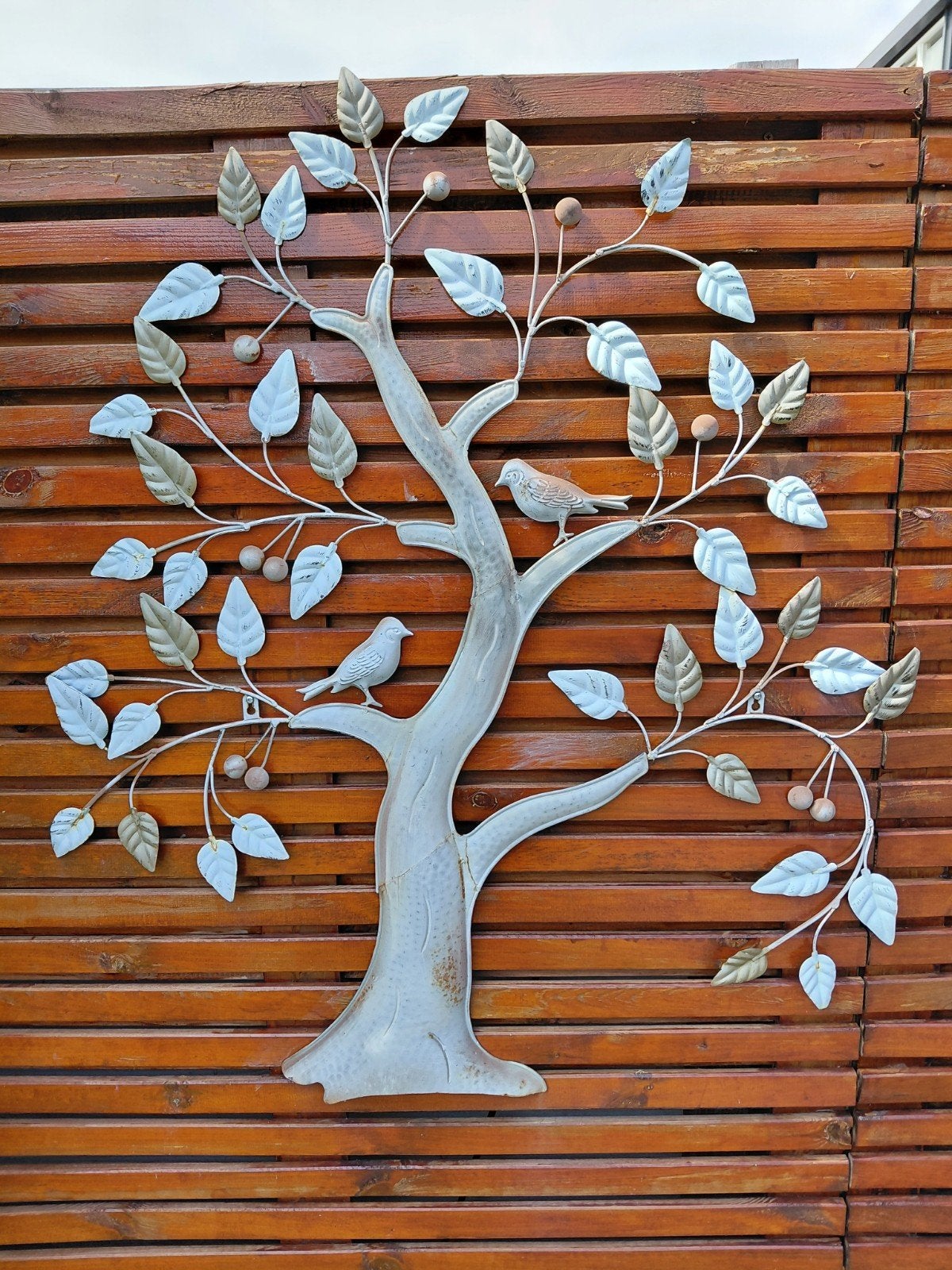 Metalen Wanddecoratie Boom met Vogels - ca. 90x100 cm, Ophalen, Metaal, Wandsculptuur, Gebruikt