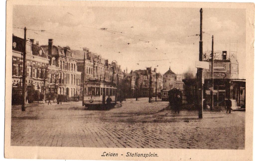 Leiden, Stationsplein met Trams. 6142, Verzenden, Voor 1920, Gelopen, Zuid-Holland