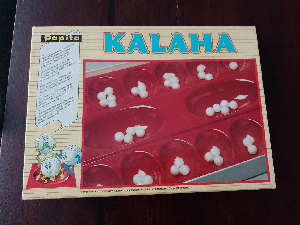 Kalaha bordspel, Afrikaans denkspel, compleet, Een of twee spelers, Ophalen, Gebruikt