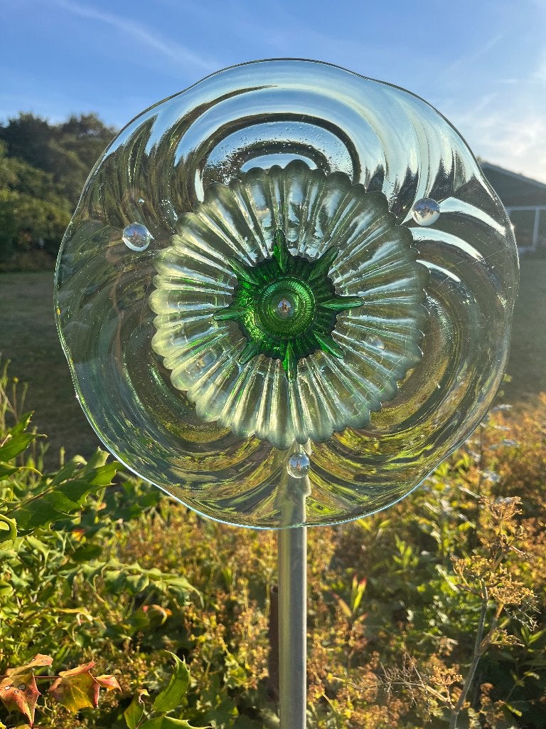 Glazen bloem voor in de tuin, Ophalen of Verzenden, Zo goed als nieuw