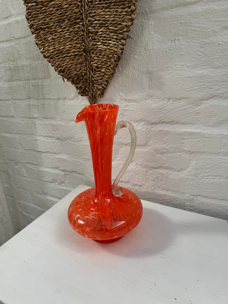 Vintage Italiaans glas / Empoli karaf oranje” (60/70), Boho, Ophalen of Verzenden, Zo goed als nieuw, Oranje