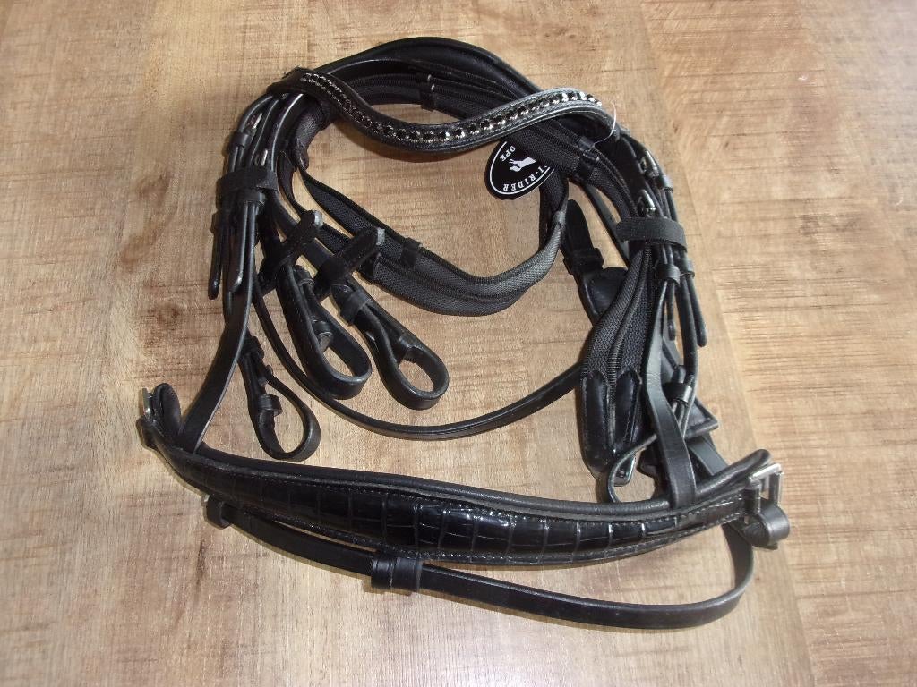 Hoofdstel pony croco neusriem bling diamanten incl. teugels, Dieren en Toebehoren, Paarden en Pony's | Hoofdstellen en Tuigage