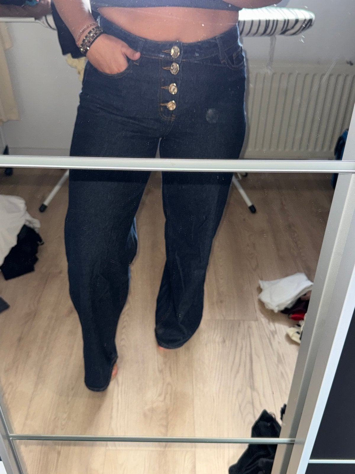 Primark jeans met gouden knopen - Maat 38, Ophalen of Verzenden, Gedragen, Blauw, W30 - W32 (confectie 38/40)