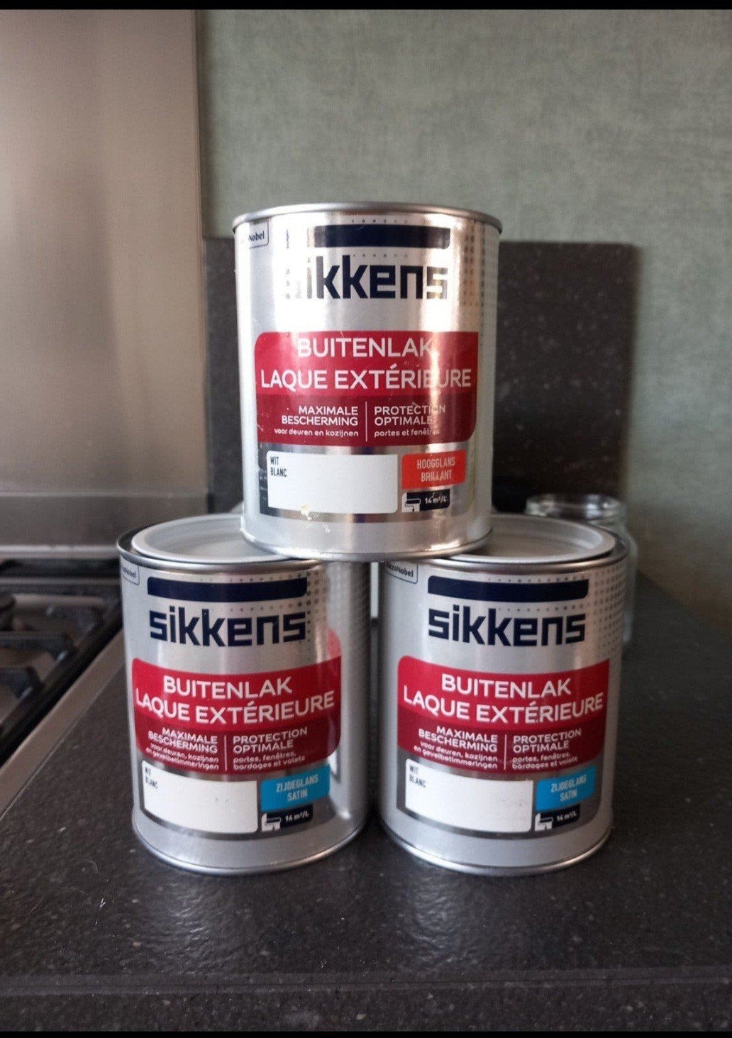 3 potten sikkens buitenlak, Wit, Nieuw, Ophalen of Verzenden, Lak