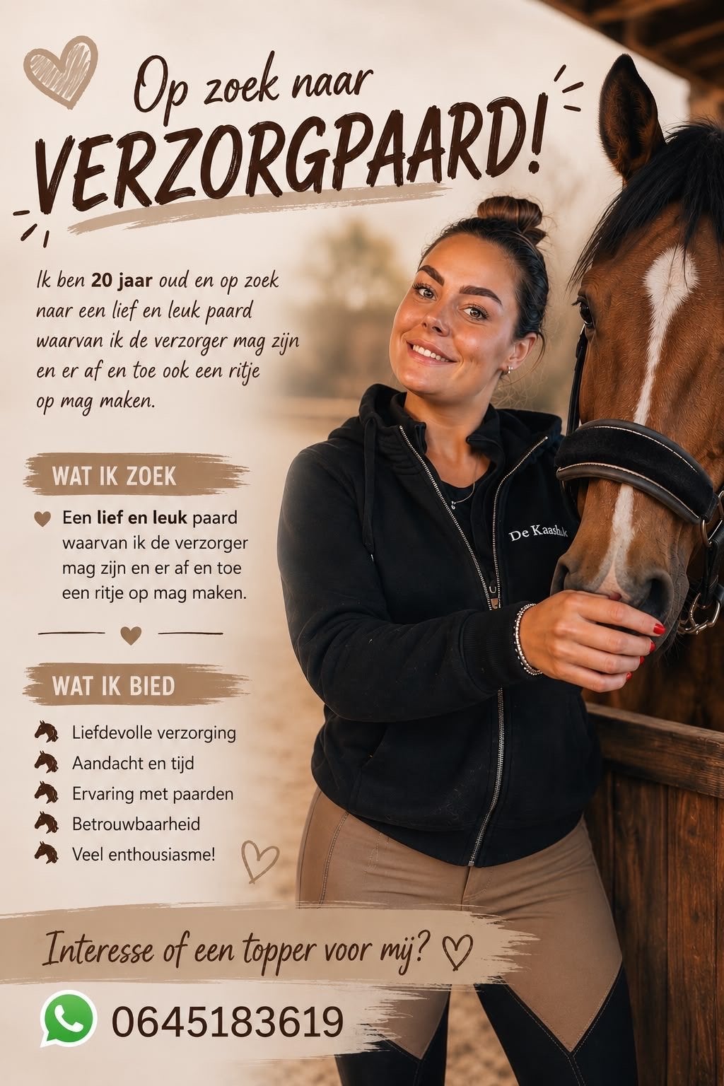 Verzorgpaard gezocht, Ophalen