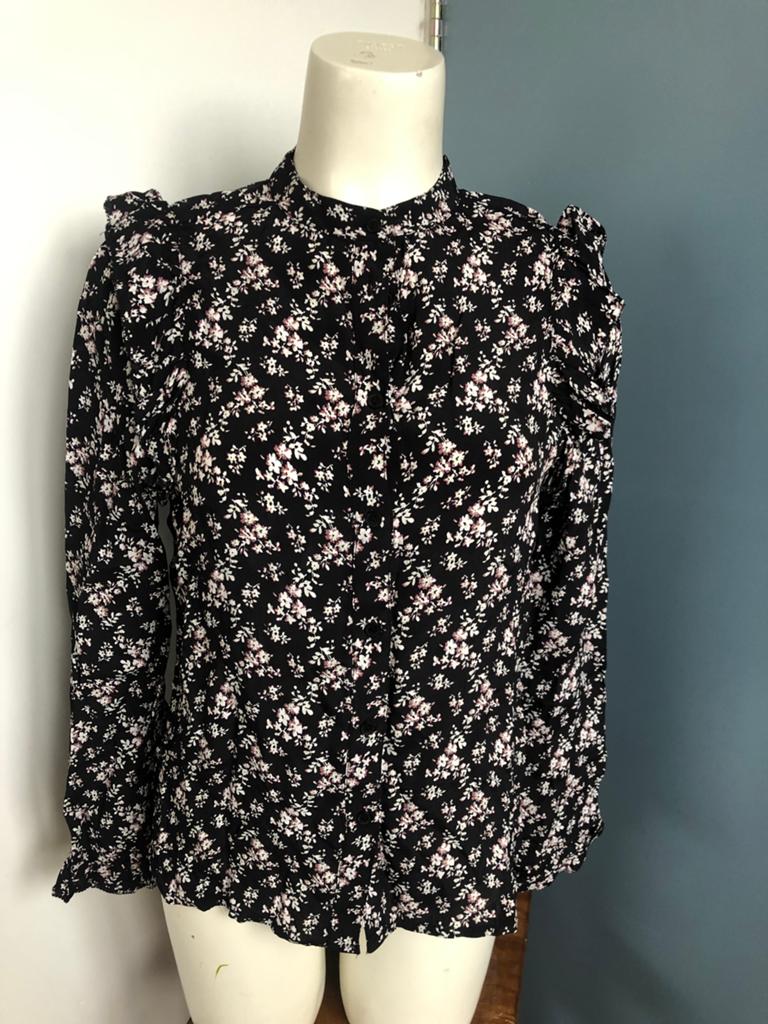 Silvercreek zwarte blouse franjes bloemen 36 silv dara, Silver Creek, Zwart, Ophalen of Verzenden, Zo goed als nieuw