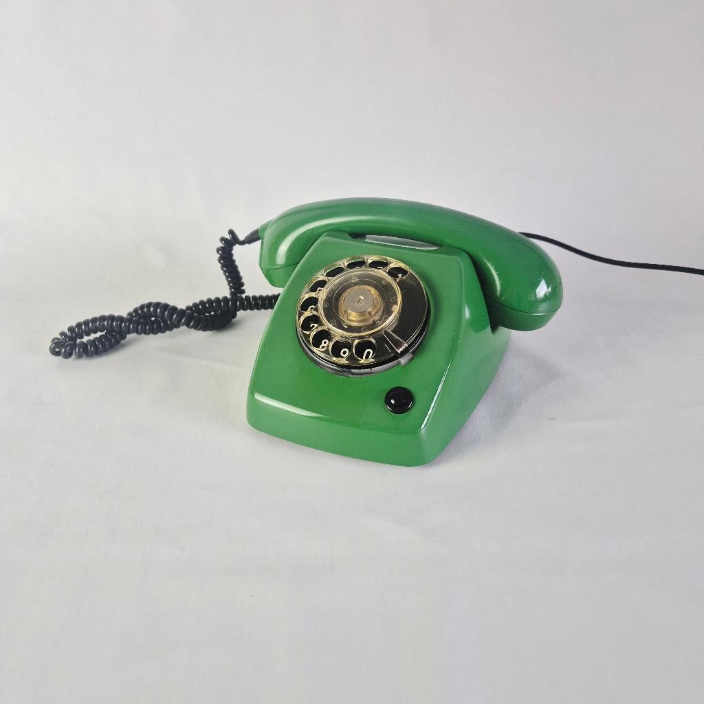 Vintage PTT Telefoon met Draaischijf Groen, Telecommunicatie, Gebruikt, Verzenden, Vintage item, Met draaischijf