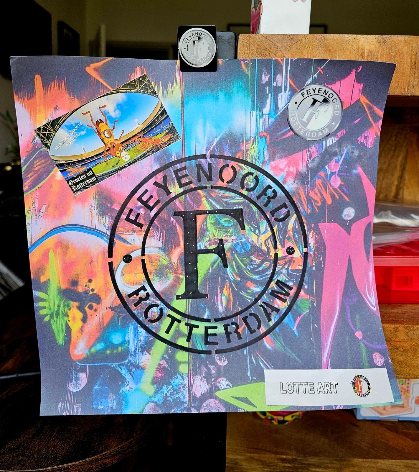 Feyenoord Poster - Uniek Design met Graffiti-stijl, Rechthoekig Staand, Ophalen of Verzenden, Zo goed als nieuw, Sport