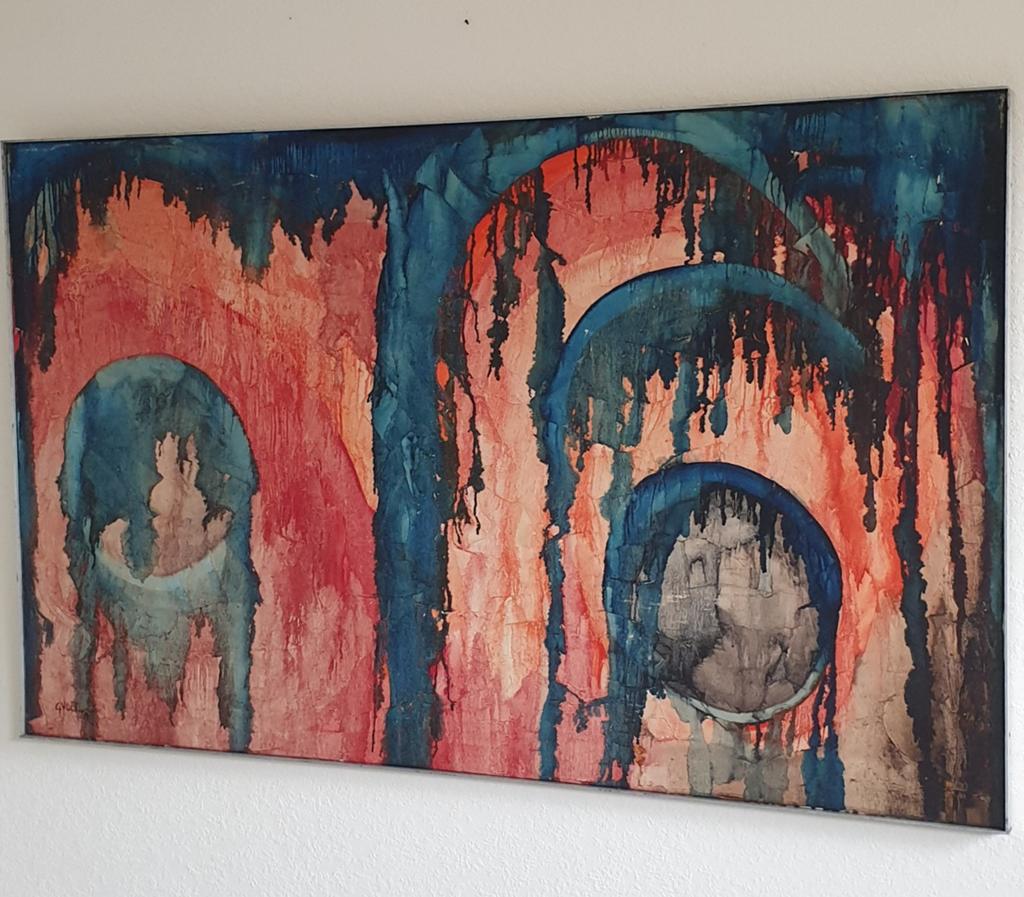 Groot abstract schilderij Gerard Voet gesigneerd G. Voet, Antiek en Kunst, Kunst | Schilderijen | Abstract, Ophalen