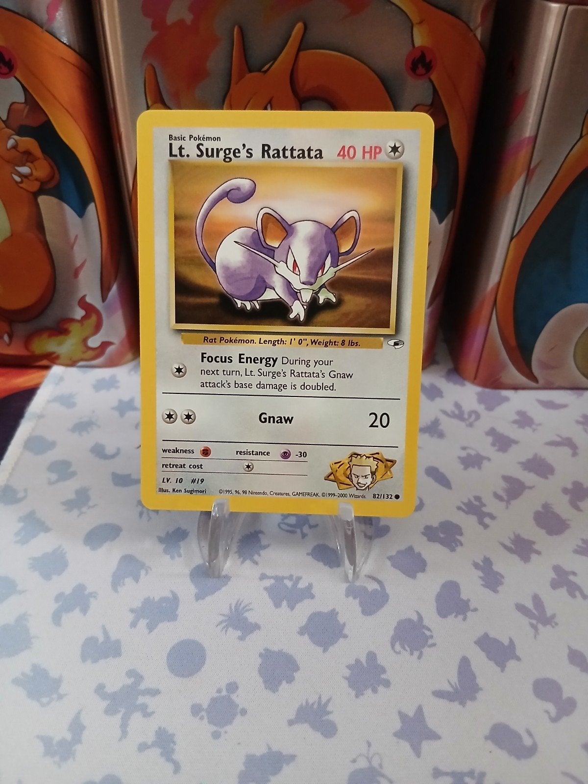 Pokémon Kaart: Lt. Surge's Rattata (82/132) - Gym Heroes, Ophalen of Verzenden, Gebruikt, Losse kaart