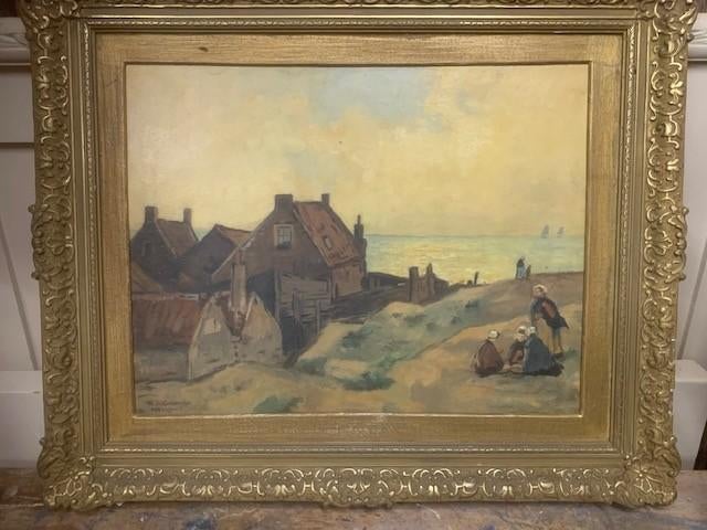 Antiek Katwijks schilderij, Antiek en Kunst, Kunst | Schilderijen | Klassiek, Ophalen of Verzenden