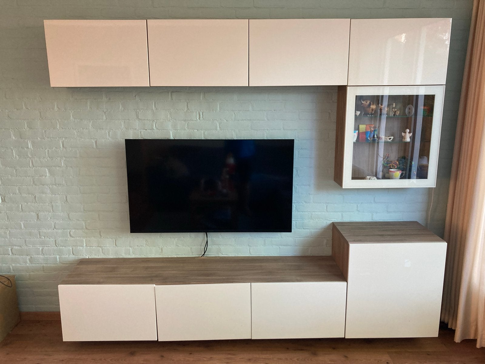 IKEA Besta wandmeubel/tv meubel - Wit/Houtlook, Ophalen, Gebruikt, 200 cm of meer, Minder dan 100 cm