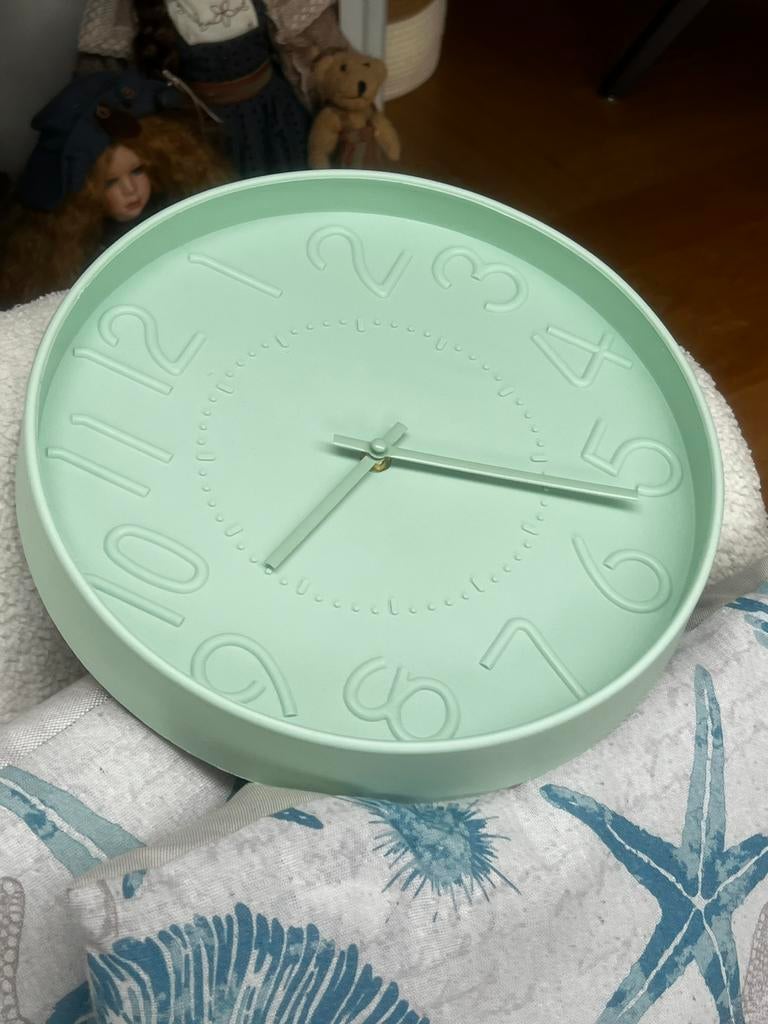 Mintgroene klok nieuw, Ophalen, Zo goed als nieuw, Wandklok