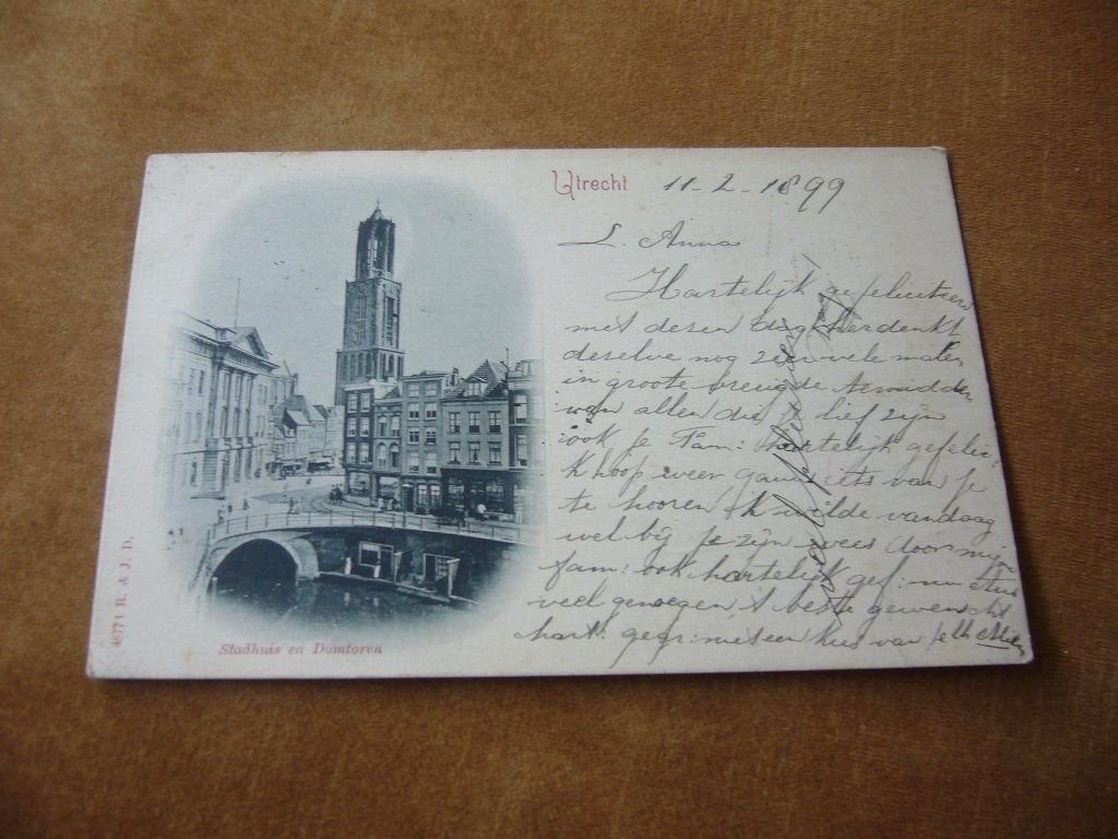 UTRECHT  =  STADHUIS EN DOMTOREN   BRIEFKAART 1899, Ophalen of Verzenden, Voor 1920, Gelopen, Utrecht