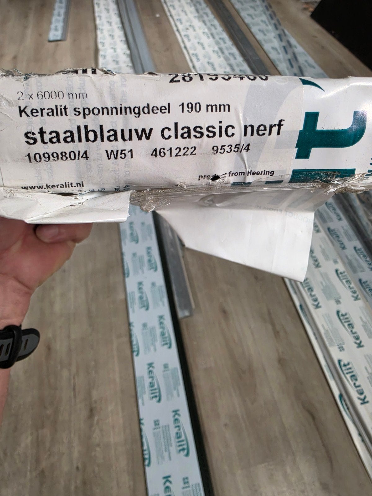 Keralit sponningdeel 190 mm staalblauw classic nerf, Ophalen, Minder dan 25 mm, Nieuw, Plank