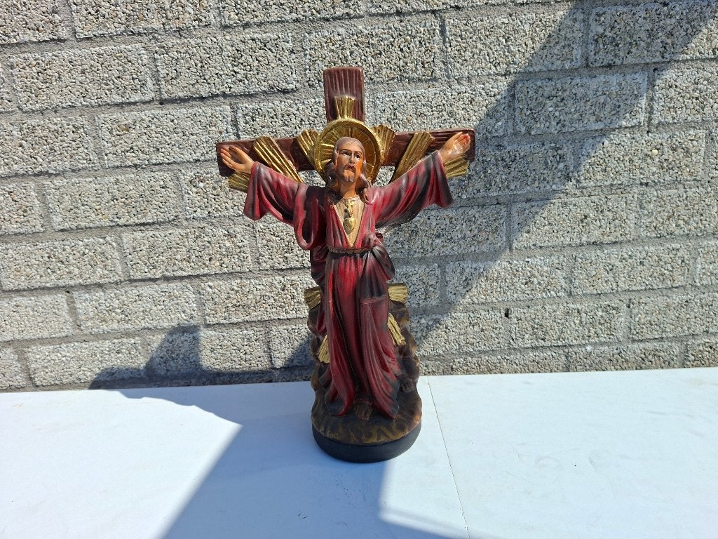 antiek beeld lichaam van christus aan het kruis, Antiek en Kunst, Antiek | Religie, Ophalen of Verzenden