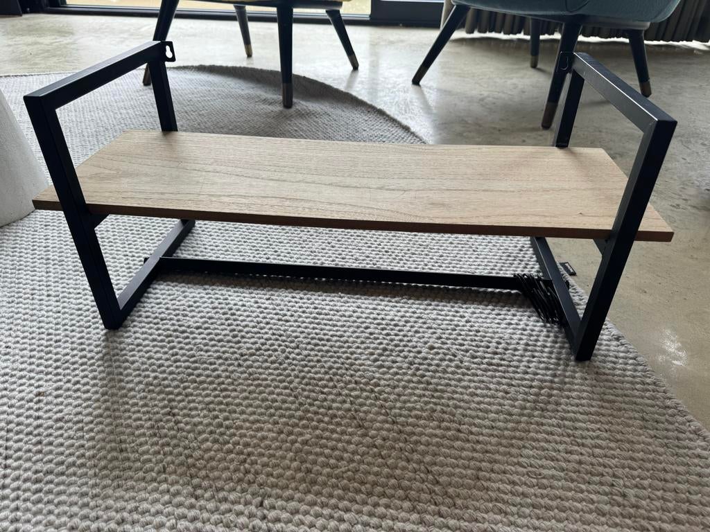 Houten plank met metalen frame en haken, Huis en Inrichting, Woonaccessoires | Overige, Ophalen, Hout, Gebruikt, Bruin