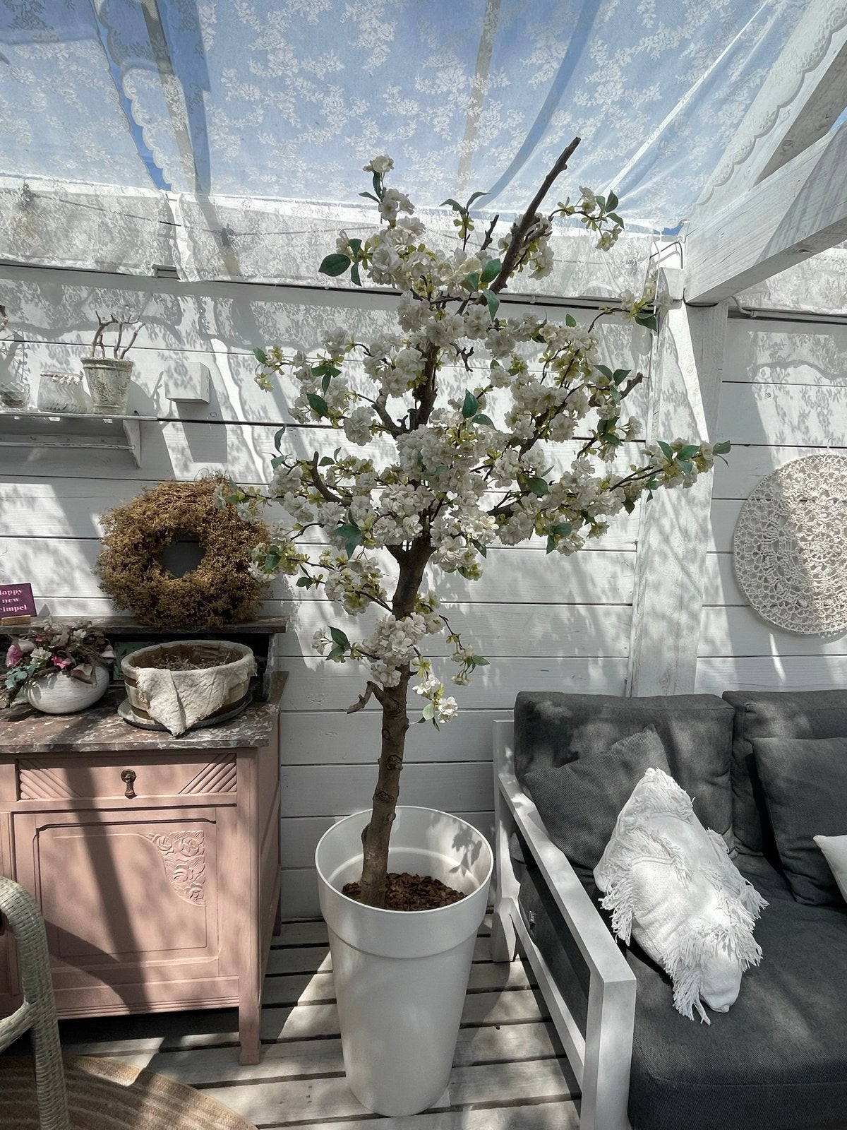 Decoratieve bloesemboom van zijdebloesem incl pot, Huis en Inrichting, Ophalen, Binnen, Gebruikt, Zijde