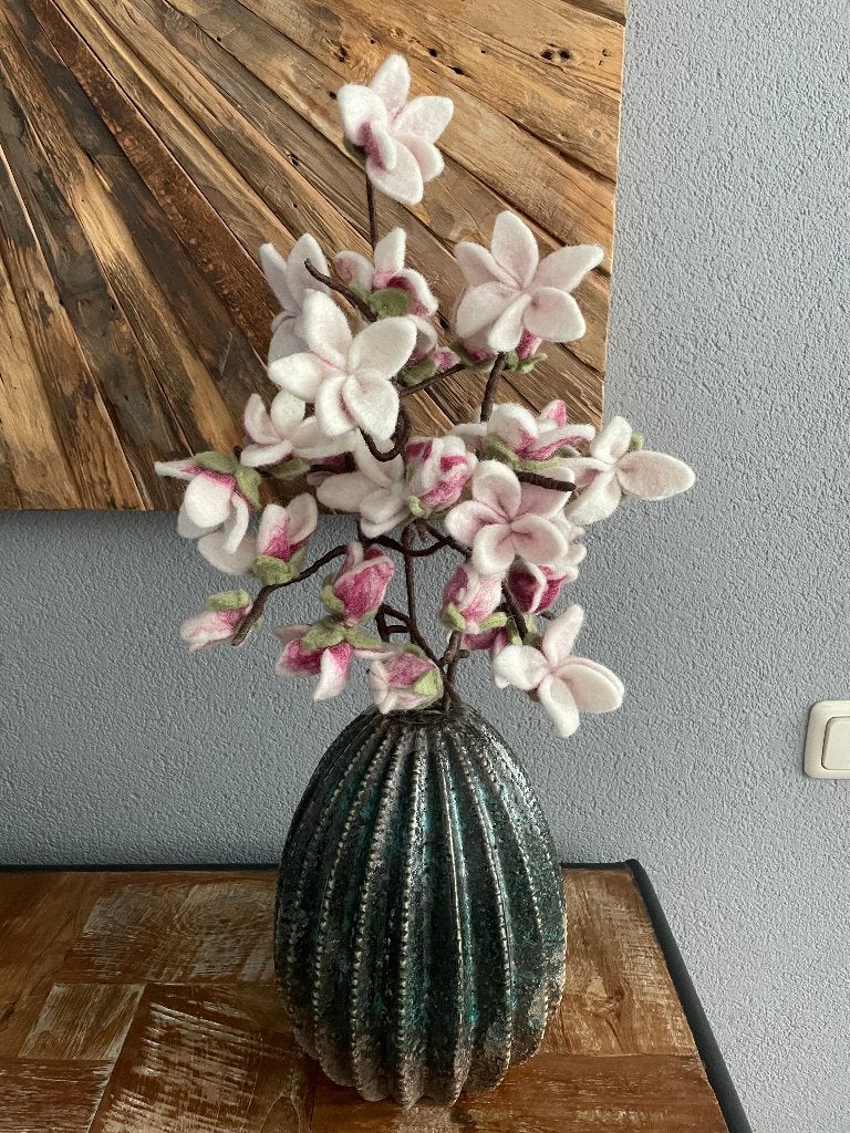 3x Vilten bloem bloemen magnolia sjaal met verhaal (NIEUW), Ophalen, Binnen, Roze, Overige materialen