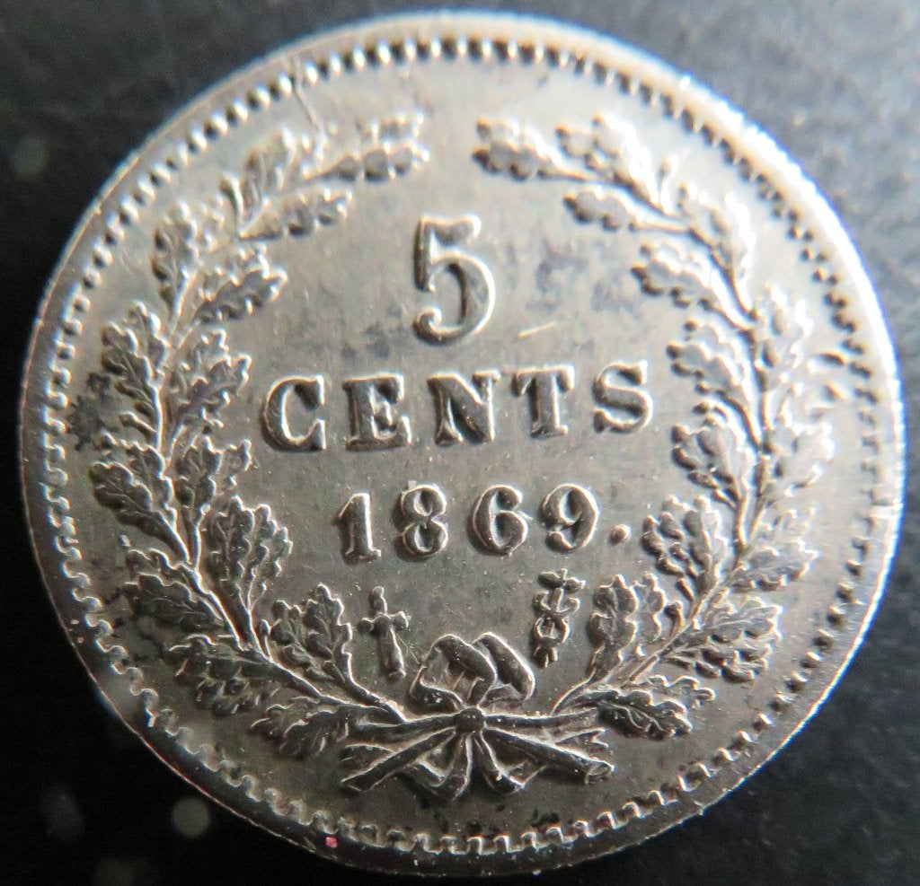 5 Cent 1869, Postzegels en Munten, Koning Willem III, Verzenden, Zilver, Losse munt