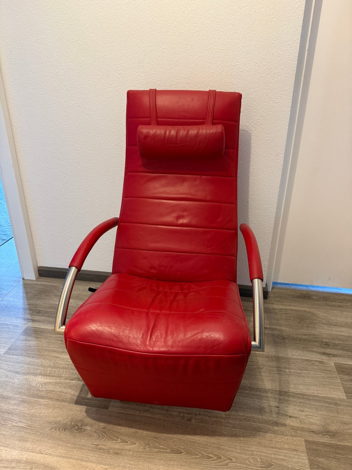 Jori Mensana relaxfauteuil - Rood leer, Huis en Inrichting, Fauteuils, Ophalen, Gebruikt, 100 tot 125 cm, Leer