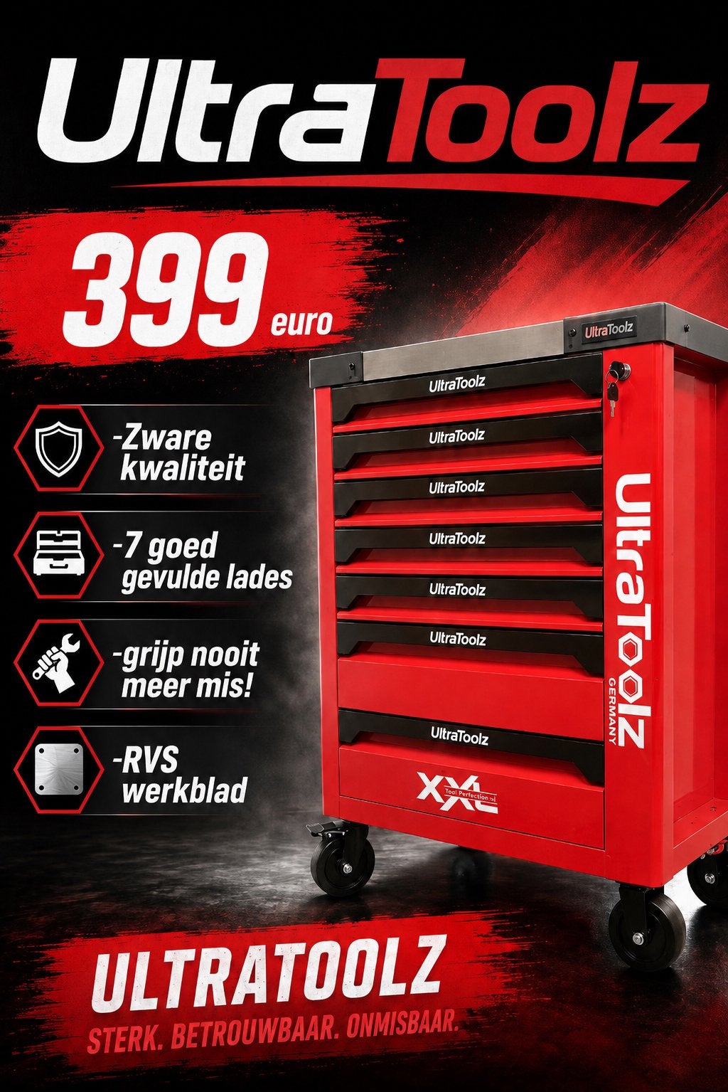 Gereedschapkar utratoolz, Doe-het-zelf en Verbouw, Ophalen, Gevuld, Iltra@ultra, Ultra