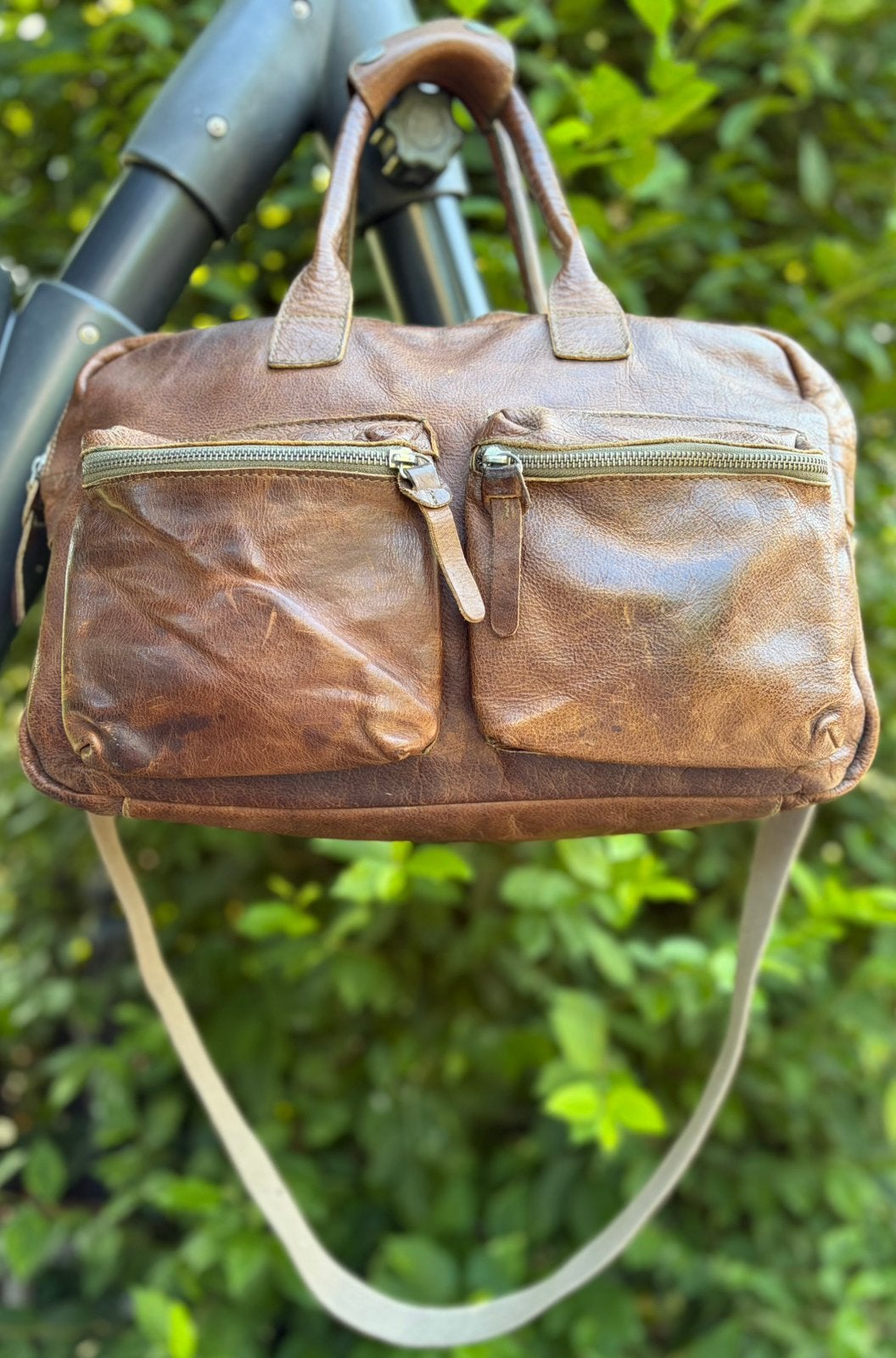 Cowboysbag bruin leer, 40 tot 60 cm, 20 tot 30 cm, Bruin, Minder dan 35 cm