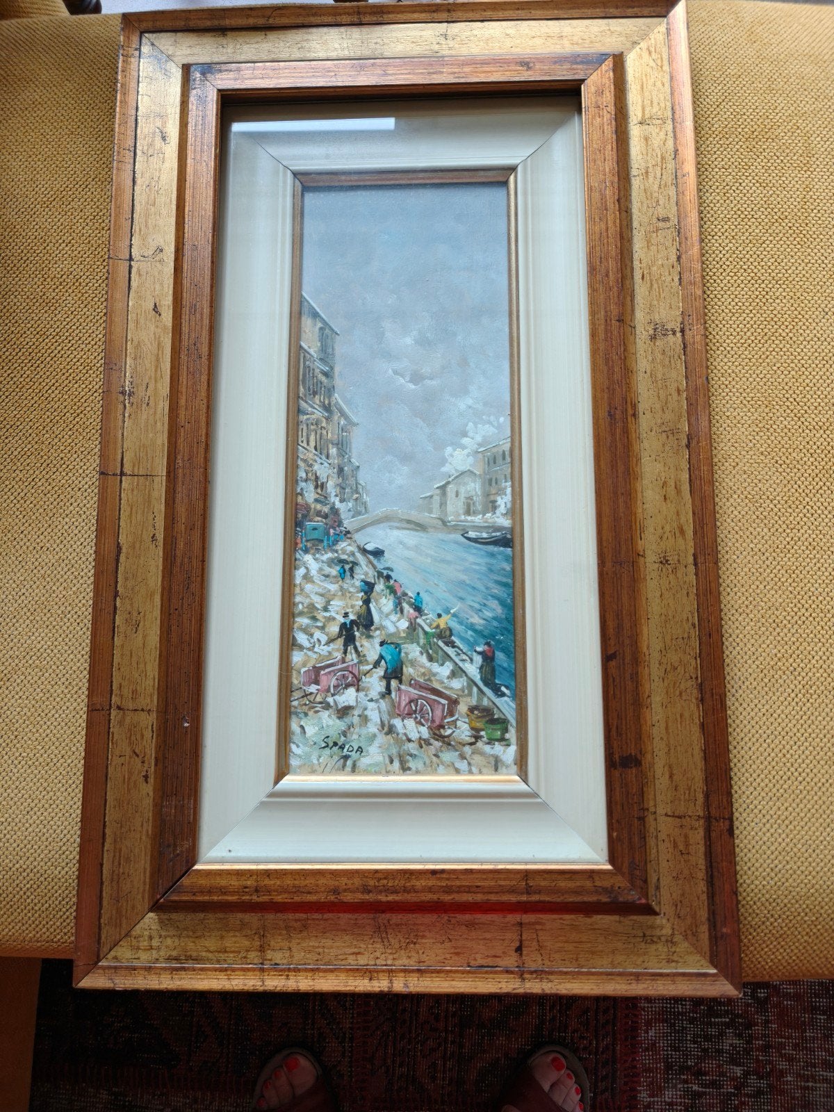 2e Schilderij uit Italië, Antiek en Kunst, Ophalen, Bijzondere lijst, Stads- / dorpsgezicht