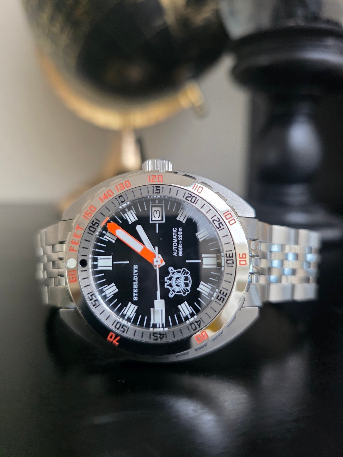Steeldive duikhorloge met stalen band, Overige merken, Steeldive, Zwart, Onbekend