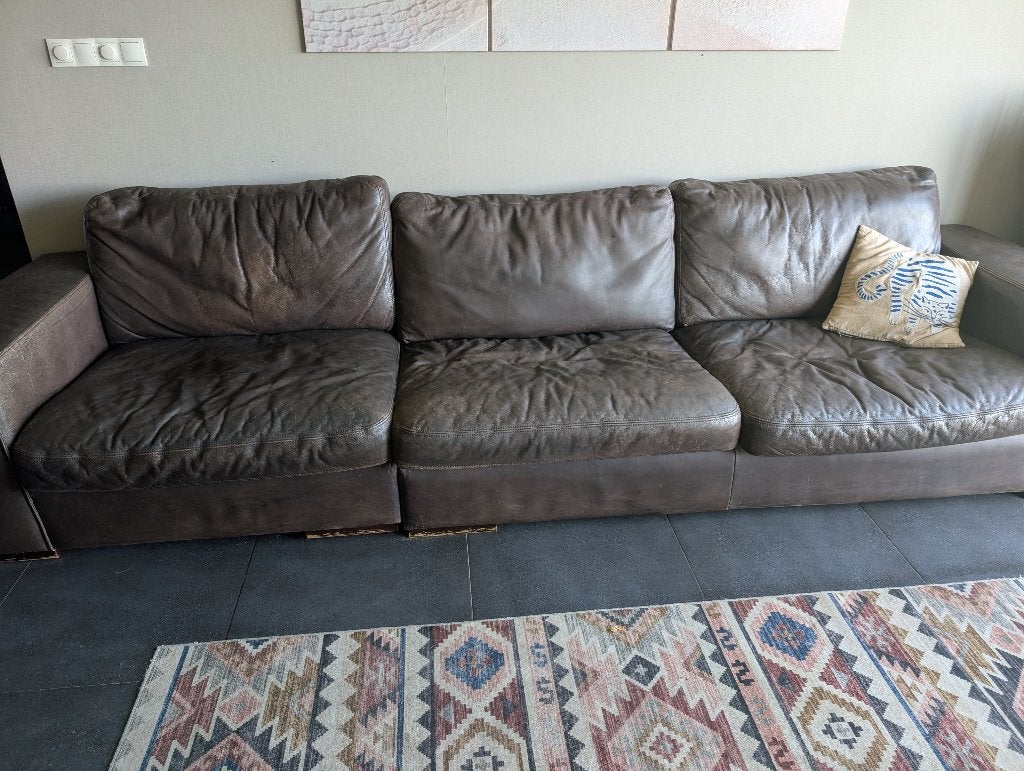 leren bank, Ophalen, Gebruikt, 300 cm of meer, Rechte bank