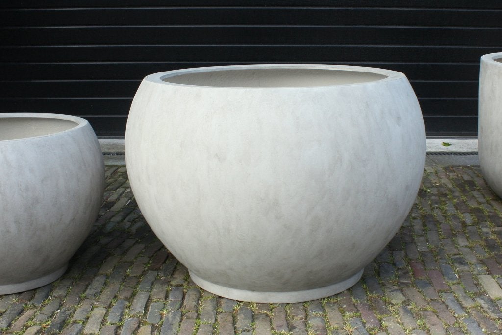 Grote ronde bloempotten Monika zand Fiberstone naturel, Tuin en Terras, Ophalen, Overige materialen, 40 cm of meer, Rond