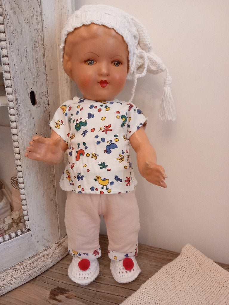 Vintage poppen kleertjes 3 delig set jaren 50., Ophalen of Verzenden, Zo goed als nieuw, Kleertjes
