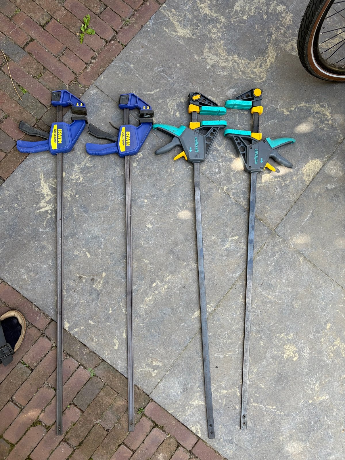Set van 4 lijmklemmen - Irwin Quick-Grip en Wolfcraft 900 mm, Ophalen, Zo goed als nieuw, Klem, Overige merken