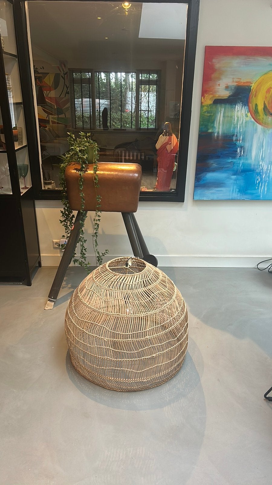 Super mooie HKliving hanglamp, Ophalen, Zo goed als nieuw, Natuurlijk materiaal, E27 (groot)