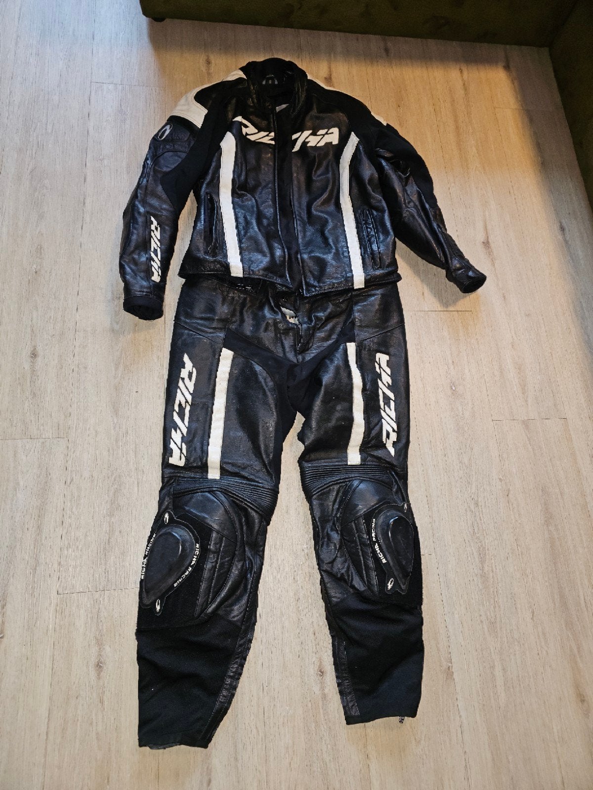 Richa leren motorpak - Zwart/Wit (Gebruikt), Ophalen, Richa, Tweedehands, Heren