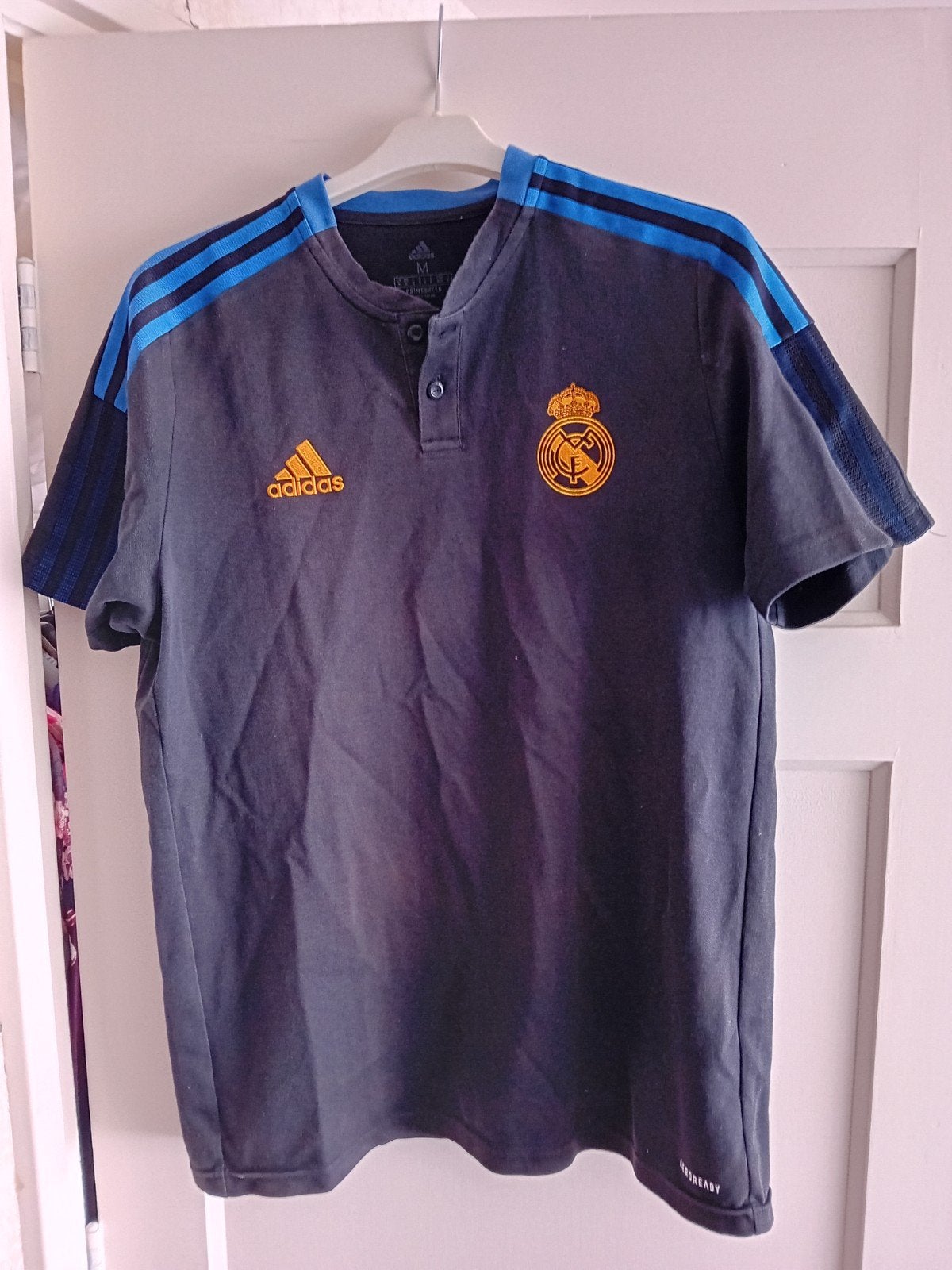 Real Madrid polo en trainingsbroek, Maat 48/50 (M), Zwart, Ophalen of Verzenden, Adidas