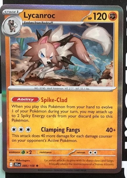 Pokemon - Lycanroc (JTG 085) - Holo rare.., Ophalen of Verzenden, Nieuw, Losse kaart, Foil