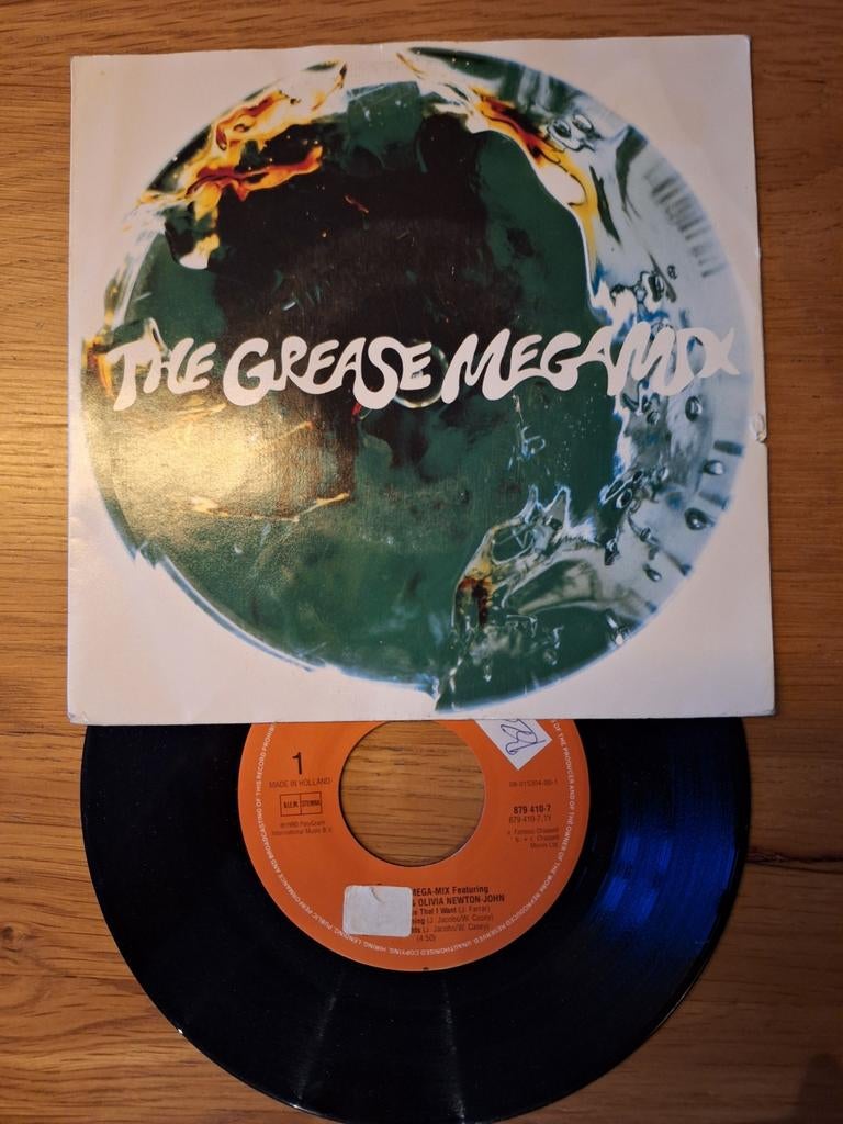 Grease Megamix vinyl single - Olivia Newton-John, Gebruikt, Filmmuziek en Soundtracks, 7 inch, Single