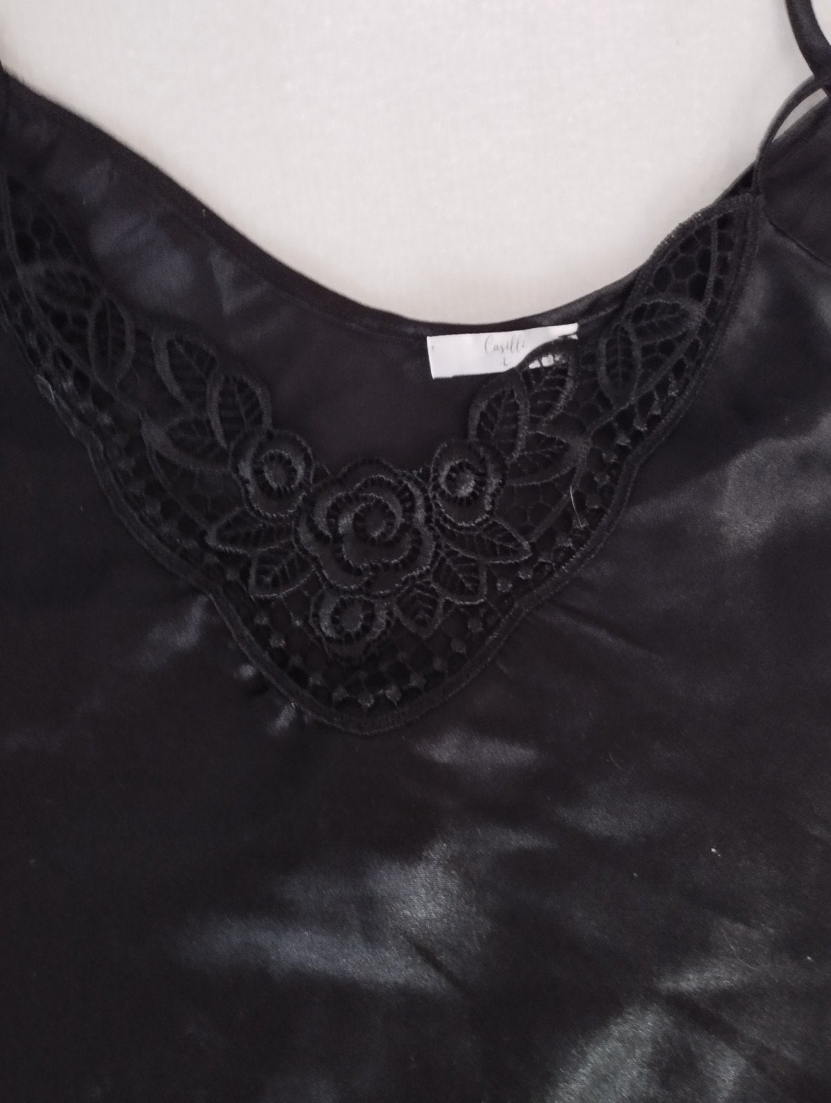 Zwart satijnen pyjama setje met kant - Casilli, Kleding | Dames, Casilli, Ophalen, Zwart, Nachtkleding