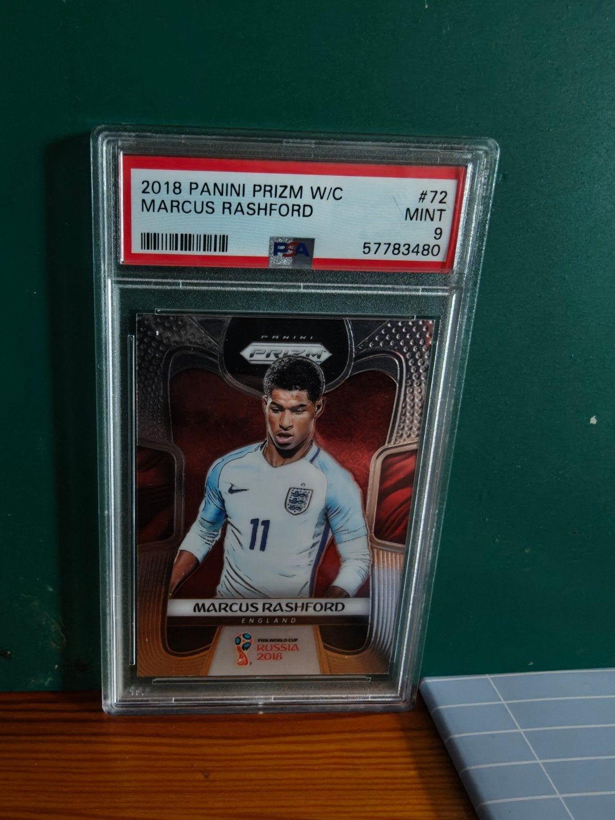 Marcus Rashford PSA 9 MINT 2018 Panini Prizm W/C #72, Verzamelen, Ophalen of Verzenden, Zo goed als nieuw, Buitenlandse clubs