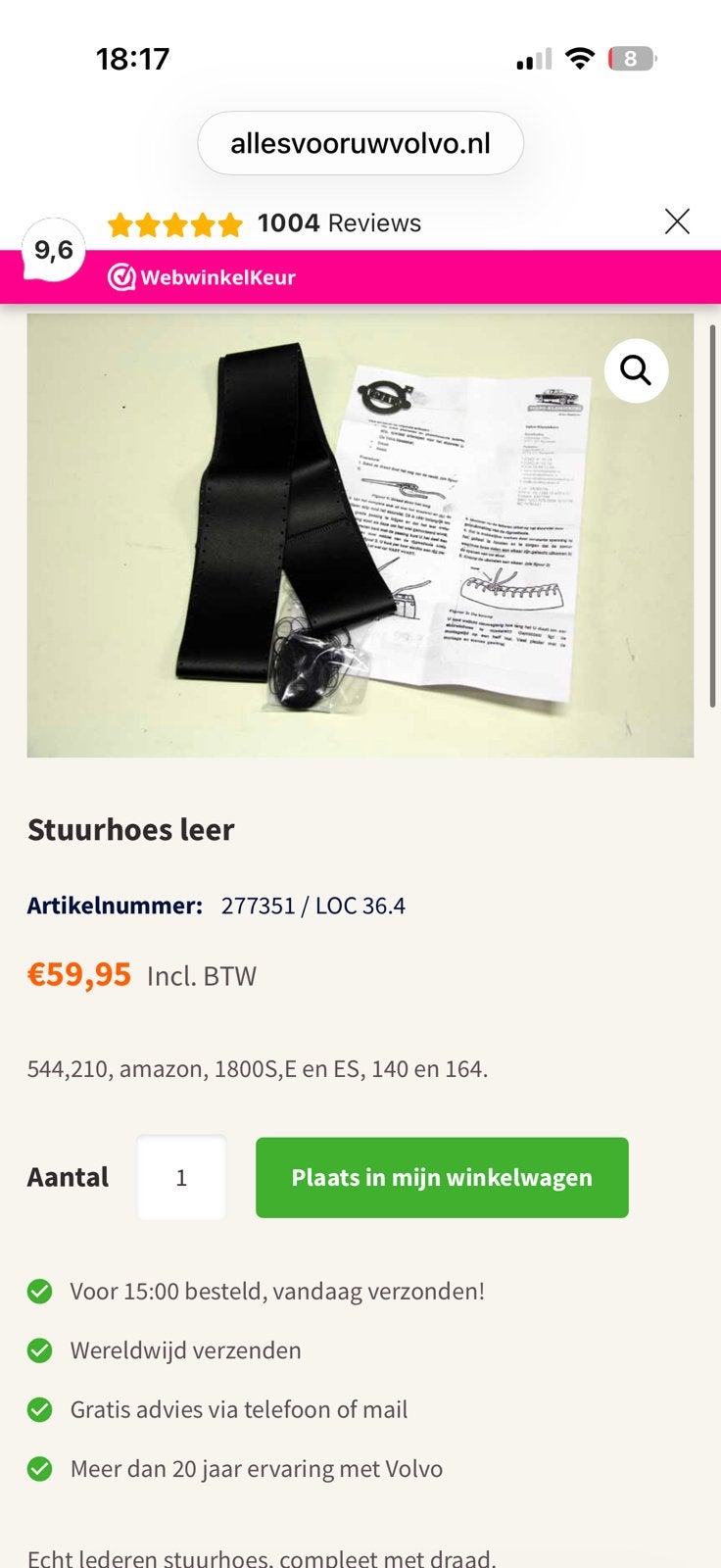 Nieuwe Lederen stuurhoes voor klassieker, Auto diversen, Ophalen of Verzenden