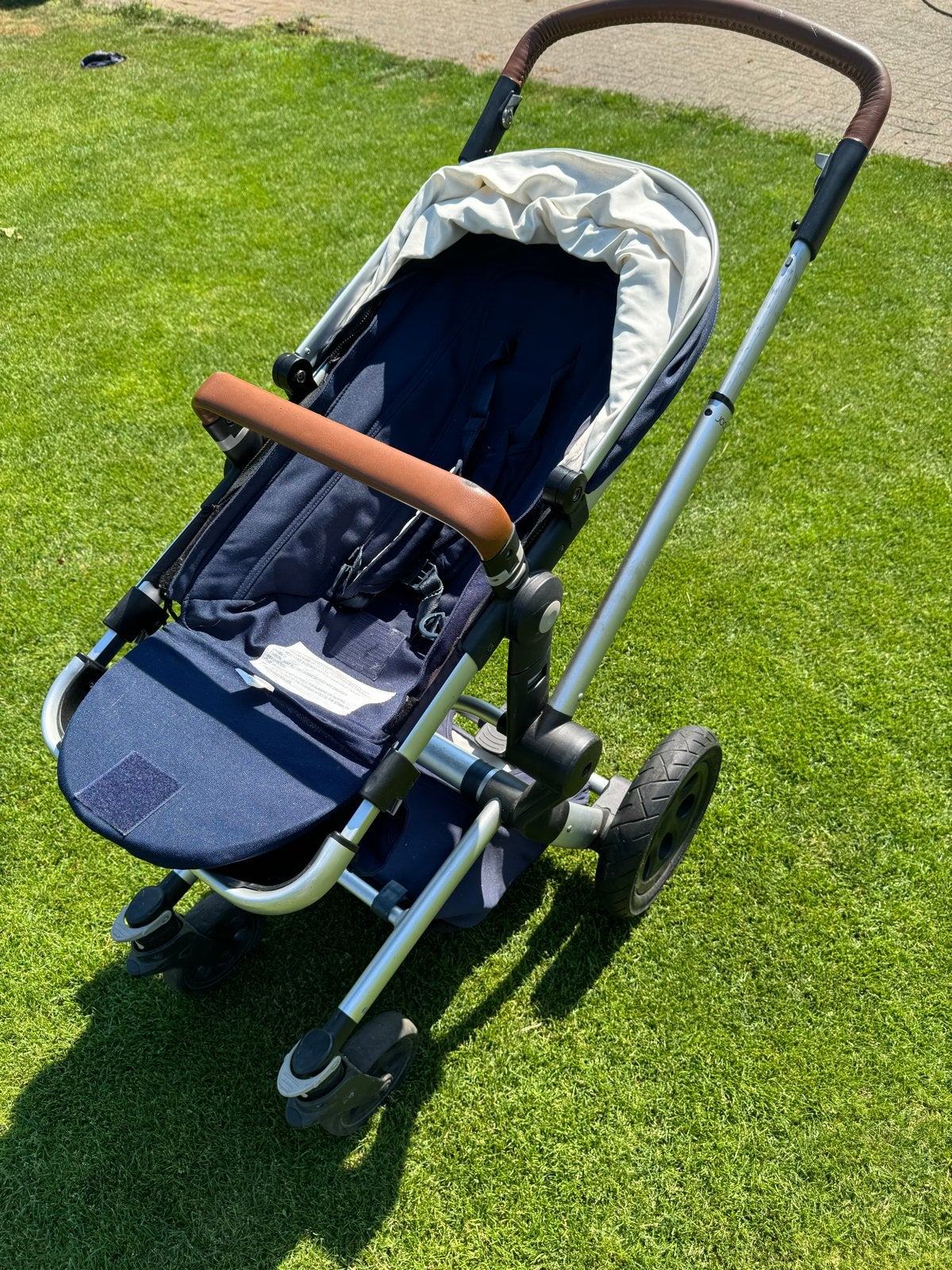 Joolz Day kinderwagen - Donkerblauw met bruin leer, Ophalen, Gebruikt, Kinderwagen, Verstelbare duwstang