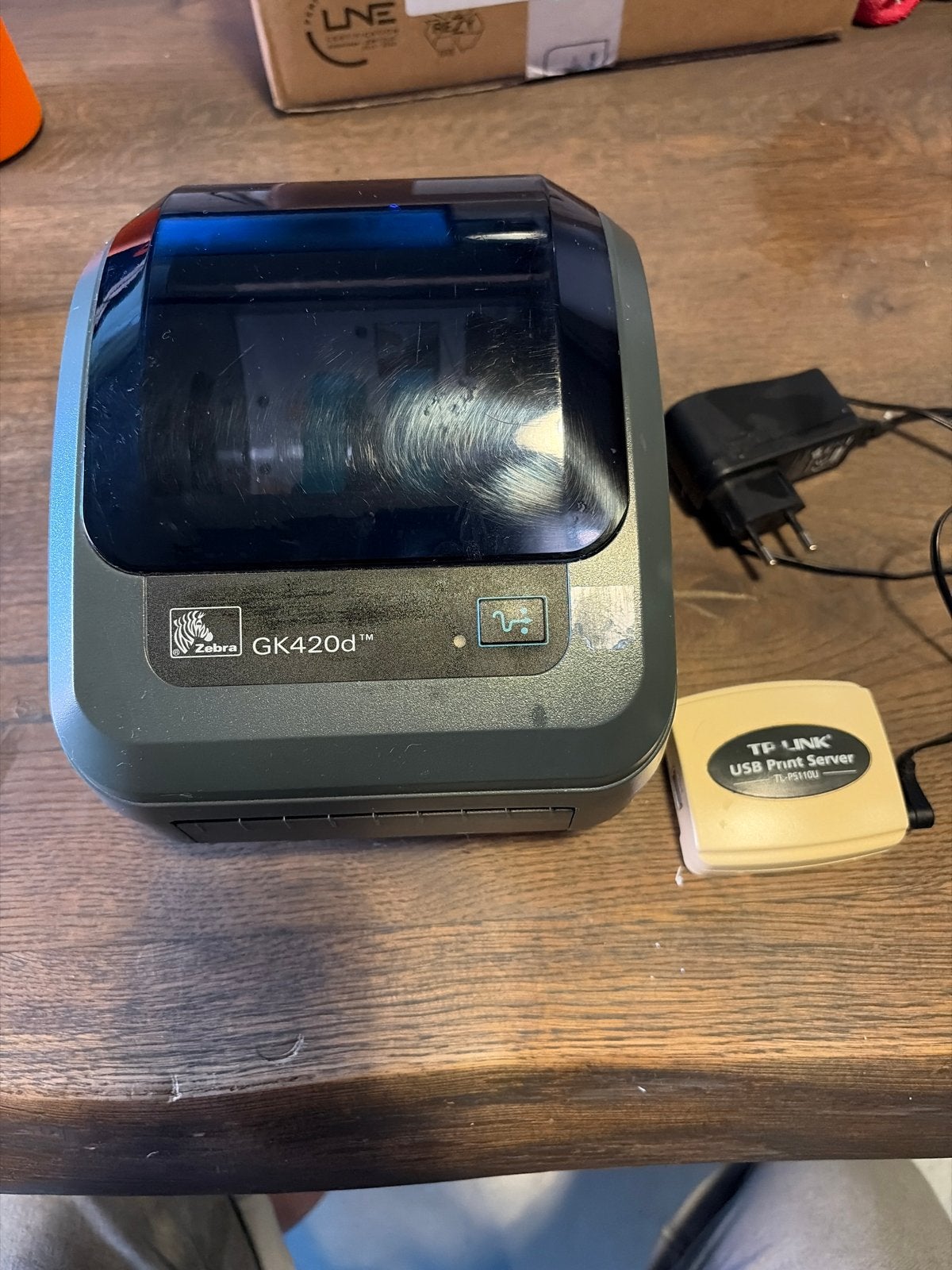 Zebra GK420d Labelprinter met TP-Link Print Server, Computers en Software, Printers, Ophalen, Zwart-en-wit printen, Gebruikt, Printer