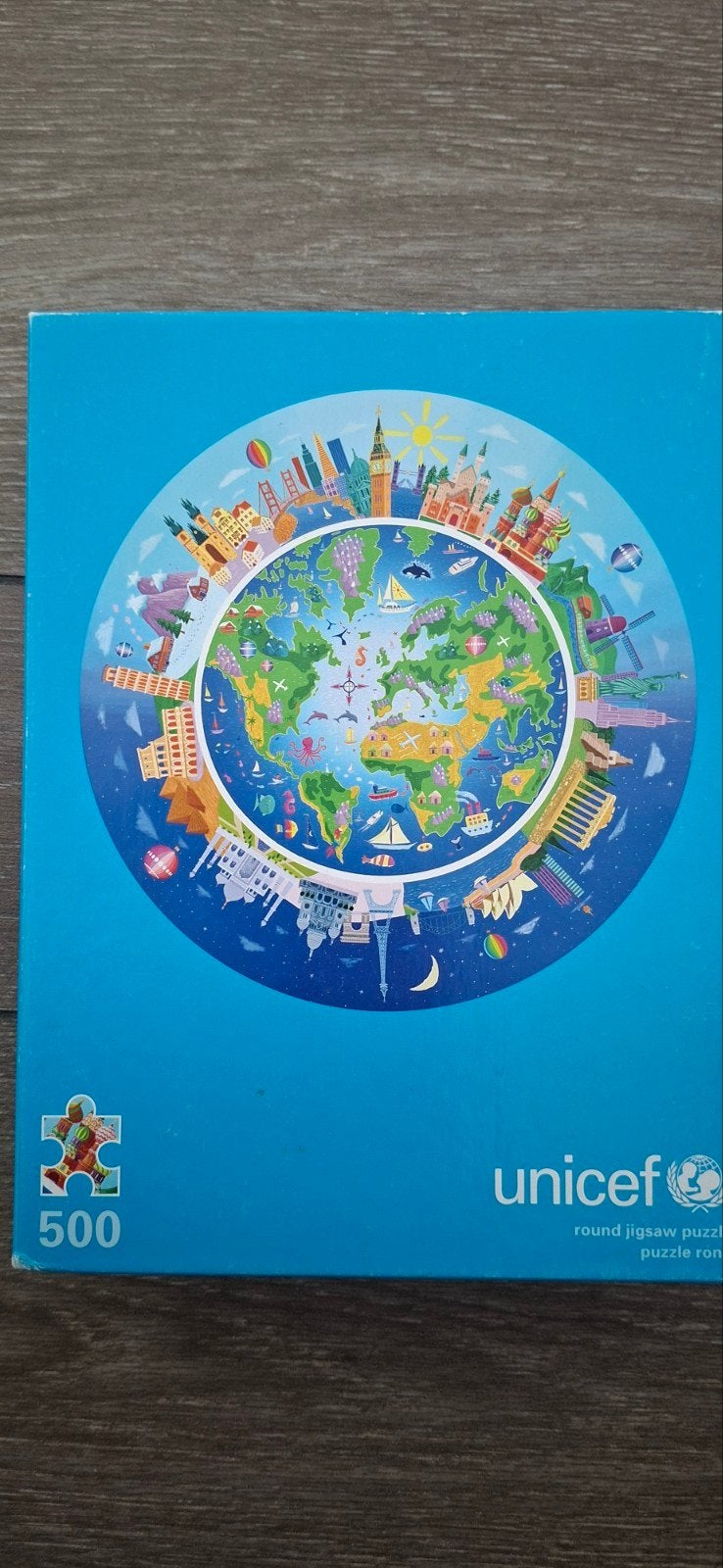 Ronde puzzel 500 stukjes van Unicef, Ophalen, 500 t/m 1500 stukjes, Zo goed als nieuw